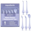 image:imageAquaSonic Genuine Icon Water Flosser Replacement Tips  5 Tips 4 Types Standard Periodontal Orthodontic amp Tongue Scraper  Authentic Parts MintLilac