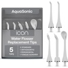 image:imageAquaSonic Genuine Icon Water Flosser Replacement Tips  5 Tips 4 Types Standard Periodontal Orthodontic amp Tongue Scraper  Authentic Parts MintStone