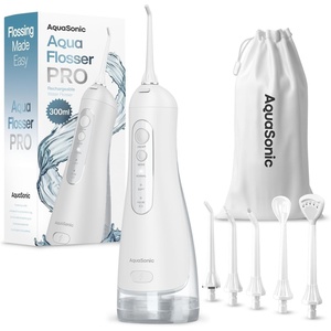 image:imageAquaSonic Aqua Flosser PRO  Rechargeable Electric Cordless Water Flosser for Teeth Gums amp Tongue  Waterproof Modern Design 300ml Large Tank 3 Modes 6 Jet Tips Deluxe Tongue Nozzle  Optic WhiteOptic White