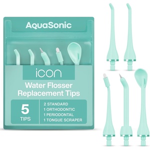 image:imageAquaSonic Genuine Icon Water Flosser Replacement Tips  5 Tips 4 Types Standard Periodontal Orthodontic amp Tongue Scraper  Authentic Parts MintMint