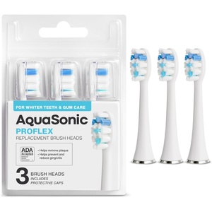 image:imageAquaSonic Genuine Proflex Replacement Brush Heads  ADA Accepted  for Whiter Teeth amp Gum Care  Compatible with Many AquaSonic Toothbrush Handles 3 Pack Black3 Pack White