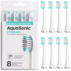 image:imageAquaSonic Genuine Standard Replacement Brush Heads  ADA Accepted  for Normal amp Sensitive Teeth  Compatible with Many AquaSonic Toothbrush Handles 8 Pack Black8 Pack White