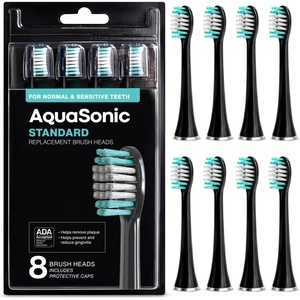 image:imageAquaSonic Genuine Standard Replacement Brush Heads  ADA Accepted  for Normal amp Sensitive Teeth  Compatible with Many AquaSonic Toothbrush Handles 8 Pack Black8 Pack Black