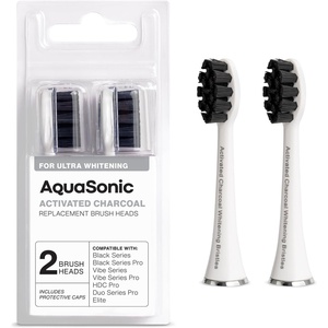 image:imageAquaSonic Genuine Standard Replacement Brush Heads  for Normal amp Sensitive Teeth  Compatible with Many AquaSonic Toothbrush Handles 2 Pack BlackWhite