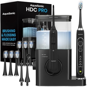 image:imageAquaSonic Home Dental Center PRO  Brushing amp Flossing Made Easy  Brush amp Floss  Power Toothbrush amp Water Flosser  Whiter Teeth amp Healthier Gums  Black Series ProOral IrrigatorBlack
