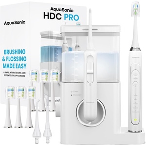 image:imageAquaSonic Home Dental Center PRO  Brushing amp Flossing Made Easy  Brush amp Floss  Power Toothbrush amp Water Flosser  Whiter Teeth amp Healthier Gums  Black Series ProOral IrrigatorWhite
