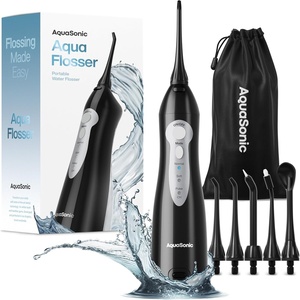 image:imageAquaSonic Water Flosser  Cordless Rechargeable Water Flossers for Teeth Cleaning  Waterproof Aqua Flosser Portable Oral Irrigator for Dental Cleaning with 5 Jet Tips  Braces Home TravelBlack
