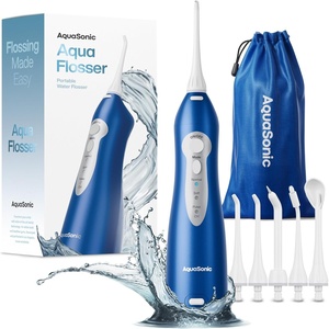 image:imageAquaSonic Water Flosser  Cordless Rechargeable Water Flossers for Teeth Cleaning  Waterproof Aqua Flosser Portable Oral Irrigator for Dental Cleaning with 5 Jet Tips  Braces Home TravelSapphire Blue
