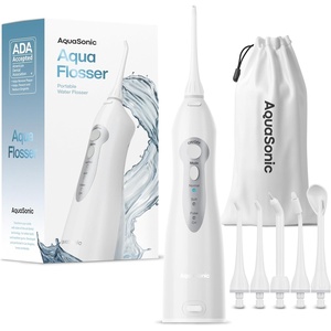 image:imageAquaSonic Water Flosser  Cordless Rechargeable Water Flossers for Teeth Cleaning  Waterproof Aqua Flosser Portable Oral Irrigator for Dental Cleaning with 5 Jet Tips  Braces Home TravelWhite