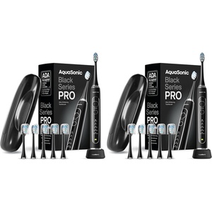image:imageAquasonic Black Series PRO UV  UltraWhitening Electric Toothbrush  5 Modes amp Smart Timers  UV Sanitizing Base Premium Travel Case amp 6 Proflex Brush Heads  ADA Accepted1 Count Pack of 2