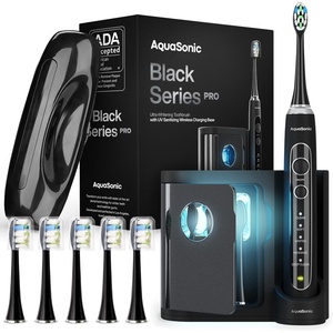 image:imageAquasonic Black Series PRO UV  UltraWhitening Electric Toothbrush  5 Modes amp Smart Timers  UV Sanitizing Base Premium Travel Case amp 6 Proflex Brush Heads  ADA Accepted1 Count Pack of 1