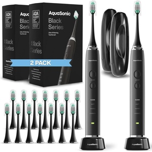 image:imageAquasonic Black Series Ultra Whitening Toothbrush  ADA Accepted Electric Toothbrush 8 Brush Heads amp Travel Case  40000 VPM Electric Motor amp Wireless Charging  4 Modes w Smart Timer1 Count Pack of 2