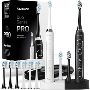 image:imageAquasonic Duo Series PRO UV  ADA Accepted Electric Toothbrushes with UV Sanitizer  Inductive Charging Base  5 Modes with Smart Timers  10 Proflex Brush Heads amp 2 Travel Cases2 Count Pack of 1
