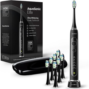 image:imageAquasonic Elite UltraWhitening Toothbrush  ADA Accepted Power Toothbrush  8 Proflex Brush Heads amp Travel Case  50000 VPM Motor amp Wireless Charging  5 Modes w Smart Timer WhiteBlack