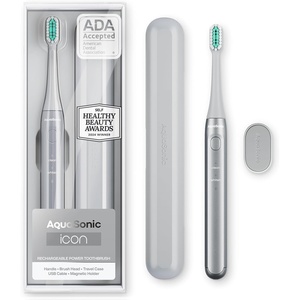 image:imageAquasonic Icon ADAAccepted Rechargeable Toothbrush  Magnetic Holder amp Slim Travel Case  2 Brushing Modes amp Smart Timers  Gentle MicroVibrations LilacStone