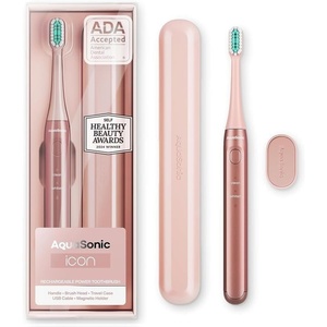 image:imageAquasonic Icon ADAAccepted Rechargeable Toothbrush  Magnetic Holder amp Slim Travel Case  2 Brushing Modes amp Smart Timers  Gentle MicroVibrations LilacBlush