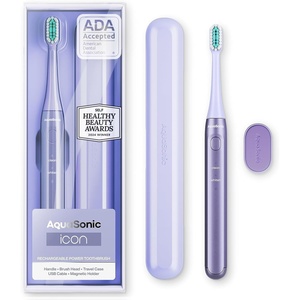 image:imageAquasonic Icon ADAAccepted Rechargeable Toothbrush  Magnetic Holder amp Slim Travel Case  2 Brushing Modes amp Smart Timers  Gentle MicroVibrations LilacLilac