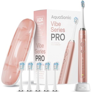 image:imageAquasonic Vibe Series PRO  UltraWhitening Electric Toothbrush  5 Modes amp Smart Timers  Premium Travel Case amp 6 Proflex Brush Heads  ADA Accepted Toothbrush Charcoal MetallicRose Gold