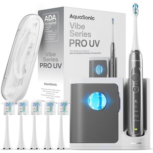 image:imageAquasonic Vibe Series PRO  UltraWhitening Electric Toothbrush  5 Modes amp Smart Timers  UV Sanitizing Base  ADA Accepted Optic WhiteCharcoal Metallic