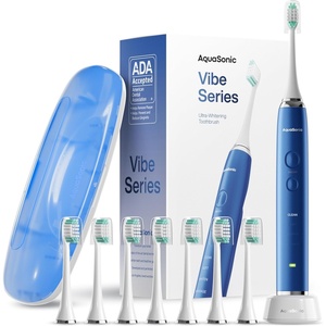 image:imageAquasonic Vibe Series UltraWhitening Toothbrush  ADA Accepted Electric Toothbrush  8 Brush Heads amp Travel Case  40000 VPM Motor amp Wireless Charging  4 Modes w Smart Timer  Charcoal MetallicSapphire Blue