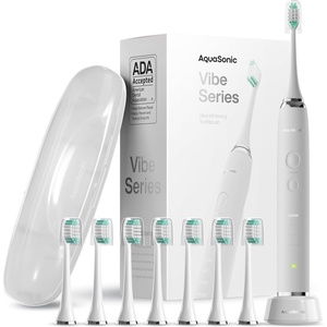image:imageAquasonic Vibe Series UltraWhitening Toothbrush  ADA Accepted Electric Toothbrush  8 Brush Heads amp Travel Case  40000 VPM Motor amp Wireless Charging  4 Modes w Smart Timer  Charcoal MetallicOptic White