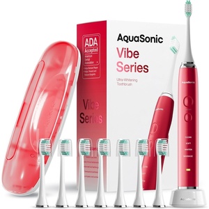 image:imageAquasonic Vibe Series UltraWhitening Toothbrush  ADA Accepted Electric Toothbrush  8 Brush Heads amp Travel Case  40000 VPM Motor amp Wireless Charging  4 Modes w Smart Timer  Charcoal MetallicRuby