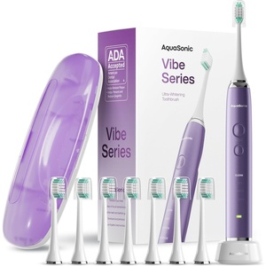 image:imageAquasonic Vibe Series UltraWhitening Toothbrush  ADA Accepted Electric Toothbrush  8 Brush Heads amp Travel Case  40000 VPM Motor amp Wireless Charging  4 Modes w Smart Timer  Charcoal MetallicSatin Violet